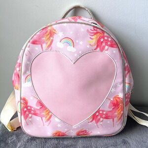Betsey Johnson Pastel Rainbow Unicorn Heart Backpack Kidcore Kawaii Fairy Kei